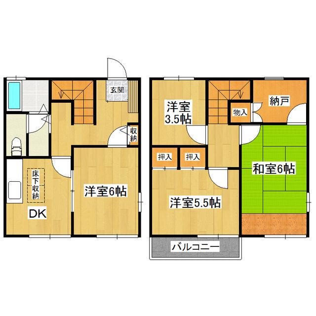 桂コーポ鈴木(4DK/1階)の間取り写真
