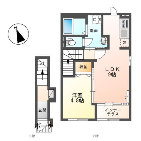 シャイングレイス長良(1LDK/2階)の間取り写真