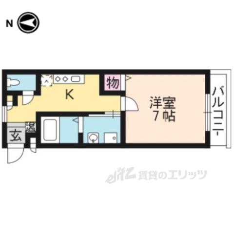 レヴィア椥辻(1K/2階)の間取り写真