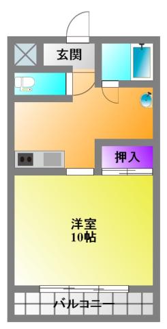 アバンダント初生(1DK/3階)の間取り写真