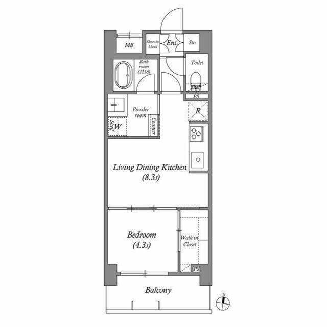 ACP RESIDENCE三ノ輪テラス(1LDK/2階)の間取り写真