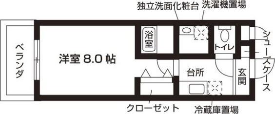 ラビグレイス武庫川ウエスト(1K/3階)の間取り写真