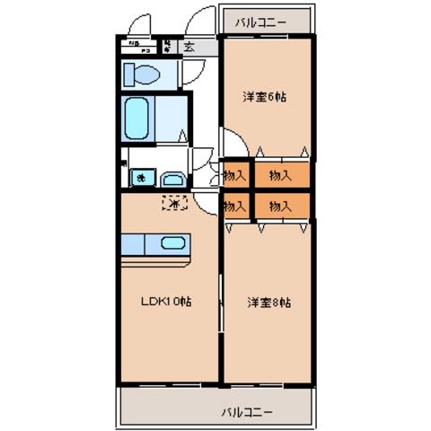ル・シャトーヴェール(2LDK/1階)の間取り写真