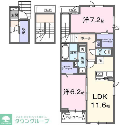 フォンド(2LDK/3階)の間取り写真