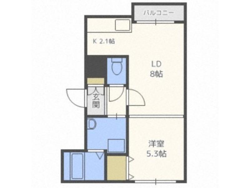 グランドサクセス平岸(1LDK/3階)の間取り写真