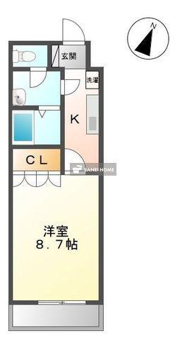 オーガスタC(1K/2階)の間取り写真