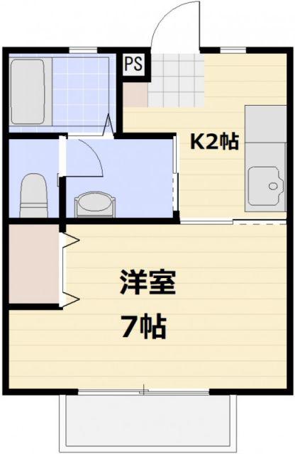 エーデルハイムB棟(1K/2階)の間取り写真