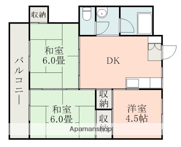 第8松山ビル(3DK/4階)の間取り写真