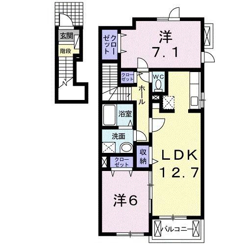 カーサフェリーチェ(2LDK/2階)の間取り写真