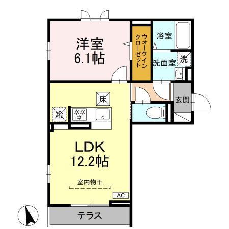 キャトル・セゾン(1LDK/1階)の間取り写真