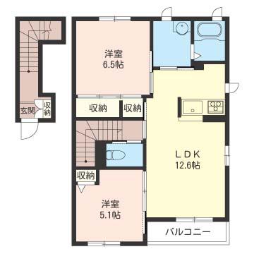 フォント デ ネージュI(2LDK/2階)の間取り写真