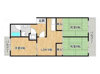 ヴィラNS(3LDK/3階)の間取り写真
