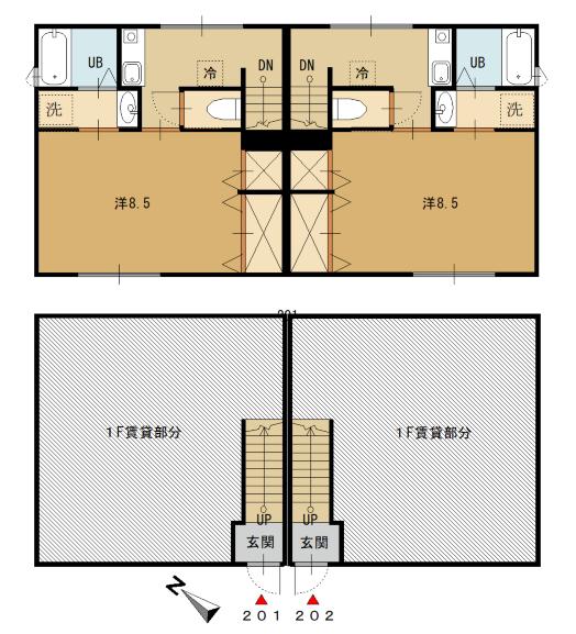 パームス青山台(1K/2階)の間取り写真