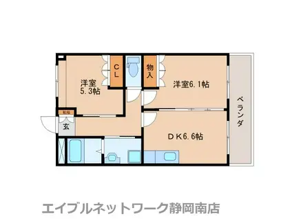 コンフォールII(2DK/1階)の間取り写真