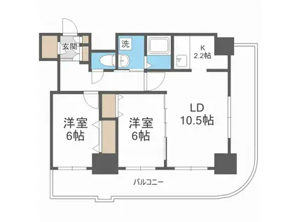 ティアラタワー中島倶楽部(2LDK/28階)の間取り写真