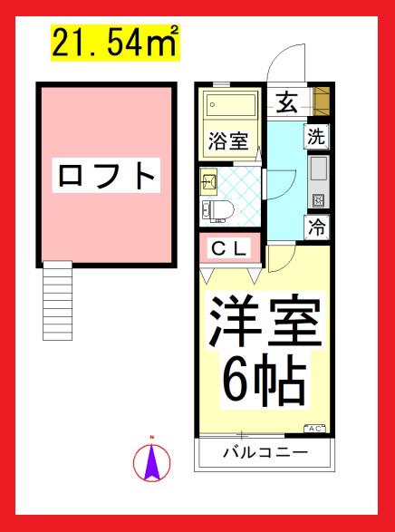 SE ラズベリーリーフ(1K/1階)の間取り写真