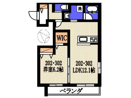 登戸新町メゾン(1LDK/3階)の間取り写真