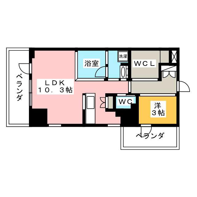 REFUGE HAPPINESS TOWER(1LDK/9階)の間取り写真