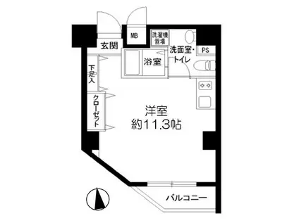 プライマル文京小石川(ワンルーム/11階)の間取り写真