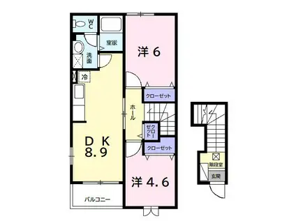 ファーストデューVI(2DK/2階)の間取り写真