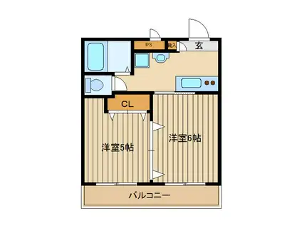 ダイヤモンドパレス(2K/1階)の間取り写真