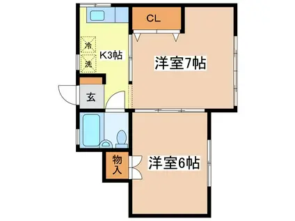 石黒アパート(2K/2階)の間取り写真