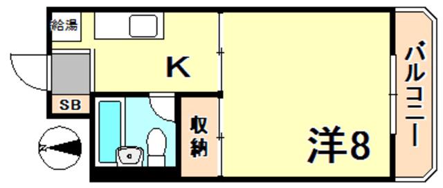 晃ハイム(1K/1階)の間取り写真