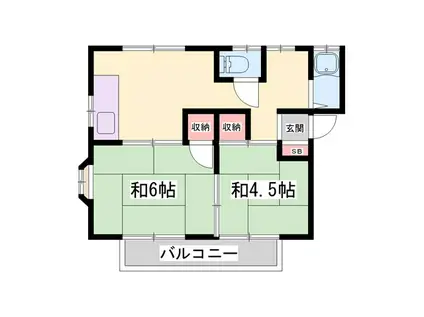 オークハイツ(2DK/1階)の間取り写真