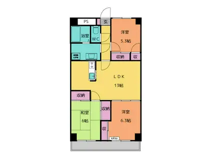 アヴァンセ・F(3LDK/1階)の間取り写真