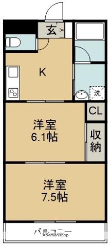 アーバンコート沖洲(2K/2階)の間取り写真