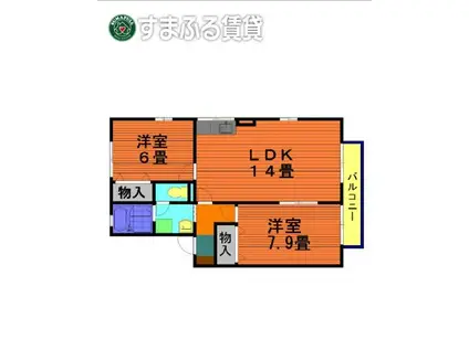 サイドピローI(2LDK/2階)の間取り写真