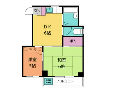 友菊ハイツ(2DK/3階)の間取り写真