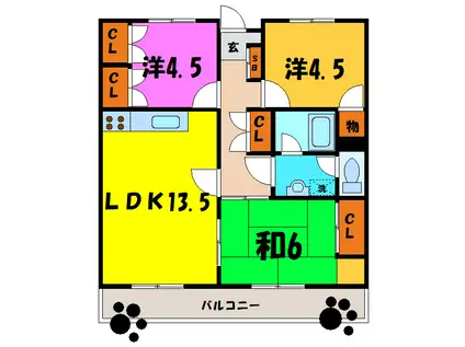 南町ガーデンヒルズ(3LDK/4階)の間取り写真