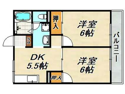 ディアコート21(2DK/1階)の間取り写真