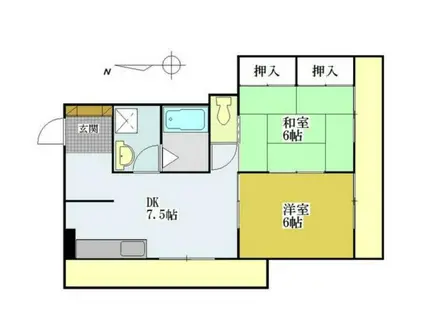 渡辺コーポII(2DK/2階)の間取り写真