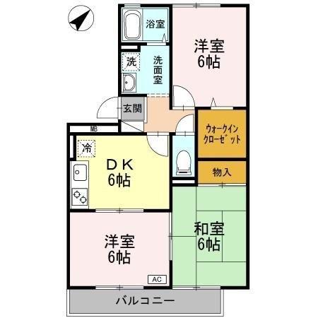 レジデンスタケカタ(3DK/3階)の間取り写真