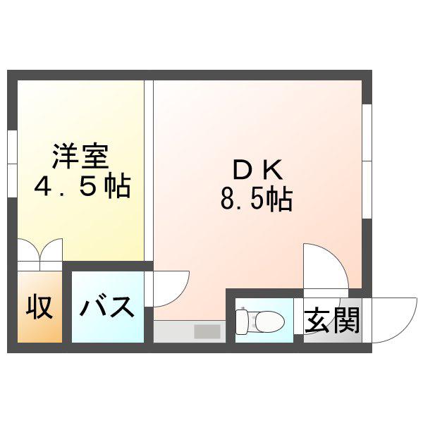 スカイハイA(1DK/1階)の間取り写真