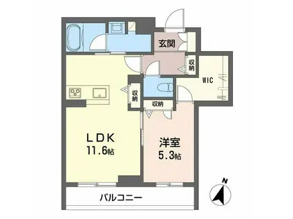 ソレイユ桑野(1LDK/2階)の間取り写真