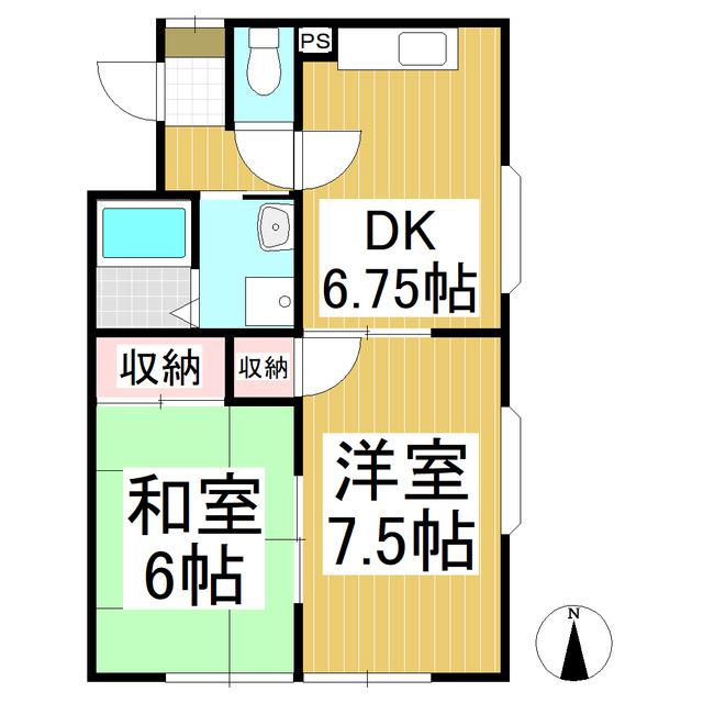 α-TIME(2DK/2階)の間取り写真