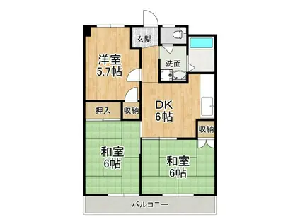 石坂スカイハイツ(3DK/5階)の間取り写真