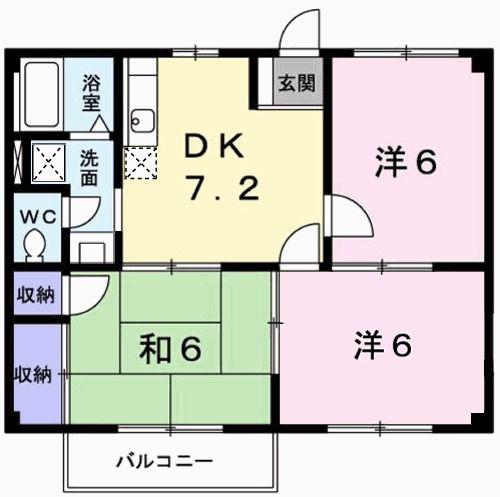 エスポワール田寺(3DK/1階)の間取り写真