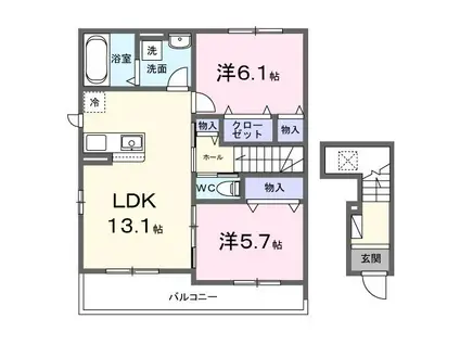 セレーノB(2LDK/2階)の間取り写真