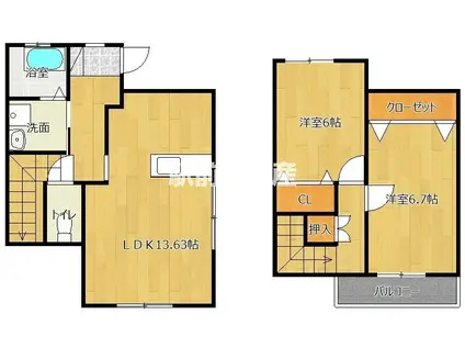リバーシティー(2LDK/1階)の間取り写真