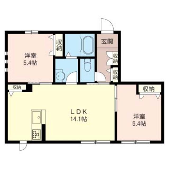 リリー・ウエスト・ガーデン(2LDK/1階)の間取り写真