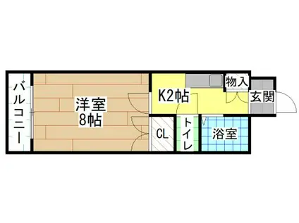 キャステール片野(1K/4階)の間取り写真