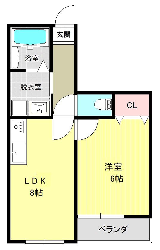 レジデンス遠若(1LDK/2階)の間取り写真