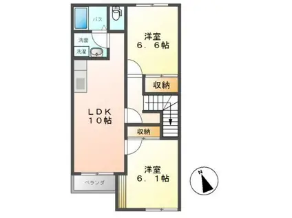 アクアヒルズ(2LDK/2階)の間取り写真