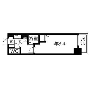 ヒルズ花の木(1K/8階)の間取り写真