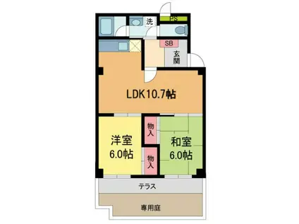 サニークレスト宝塚(2LDK/1階)の間取り写真