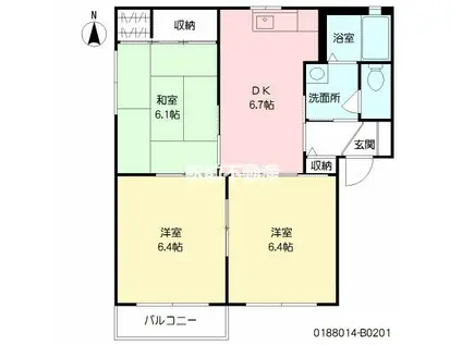 エクセレント川副B(3DK/2階)の間取り写真